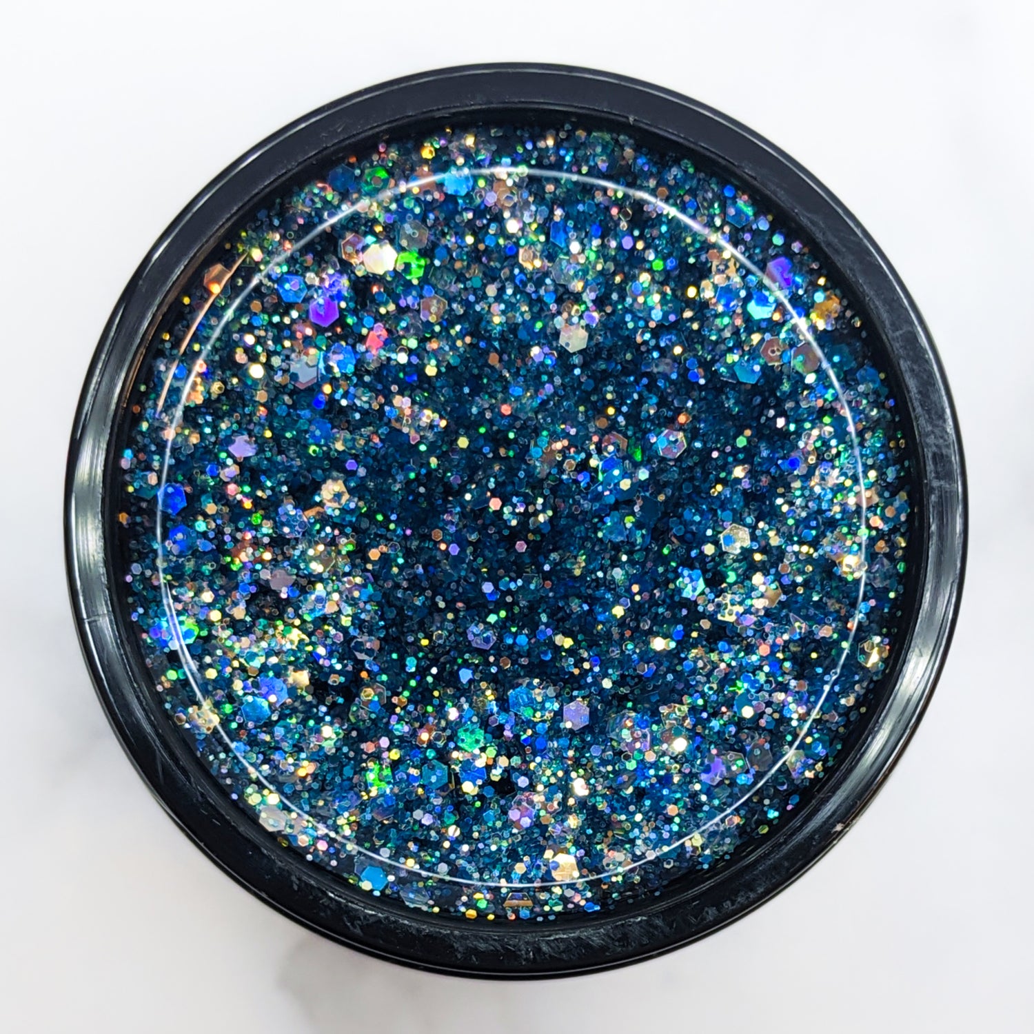 Blue Tide Glitterlustnails UV LED blue metallic holo iridescent glitter gel nail polish swatch