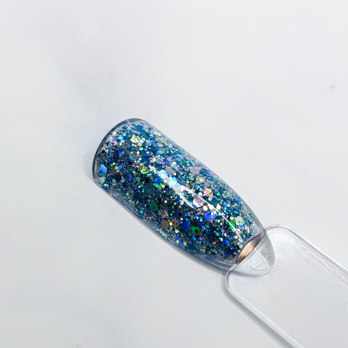 Blue Tide Glitterlustnails UV LED blue metallic holo iridescent glitter gel nail polish swatch