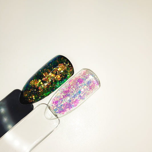 Sunrise glitterlust uv led glitter gel swatch