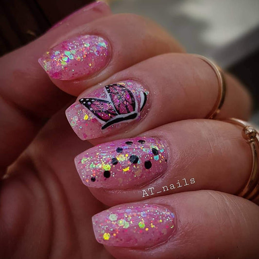 Think pink glitterlust uv led glitter gel polish